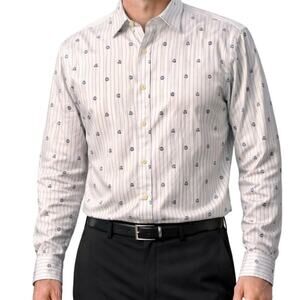 Ted Baker London Mens Shirt Size 44 Long Sleeve Floral Stripe Collar Casual NWT